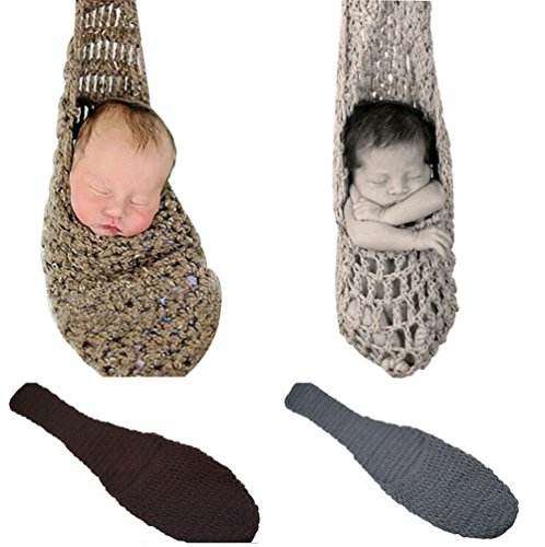Rainbowlight Newborn Baby Handmade Crochet Knitted Photography Cocoon Sleeping Hammock Bag Prop For 0-12Month