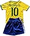 FWC 2014 Neymar Jr 10 Brazil Brasil Home Futbol Football Soccer Kids Jersey & Short