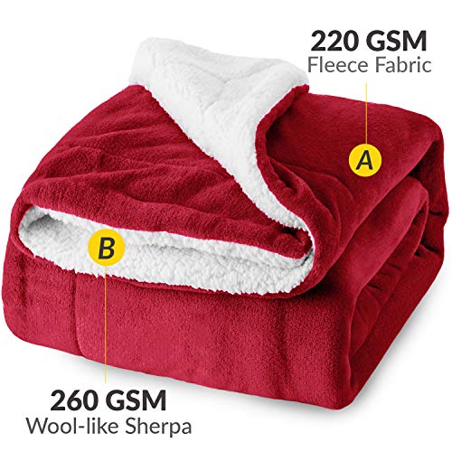 BEDSURE Sherpa Fleece Blanket Twin Size Red Plush Throw Blanket Fuzzy