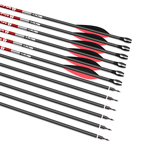 Musen Carbon Arrows 30-Inch Fletching 2.5'' Target Practice Archery Arrows for Recurve or Compound Bow(12 Pack) (Red) - Thumbnail 5
