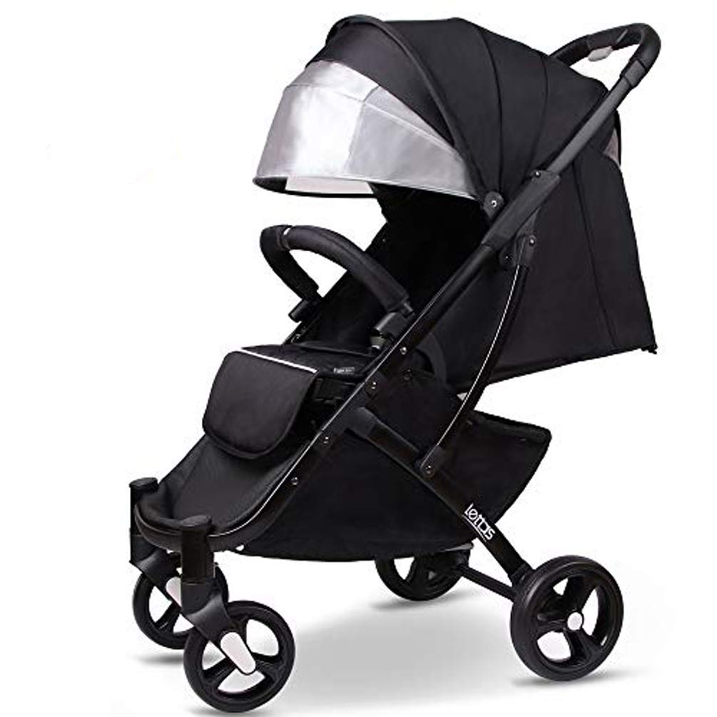 LETTAS leicht kinderwagen zusammenklappbar buggys, mit Liegefunktion,mit UPF 50+ Versteckte Markise