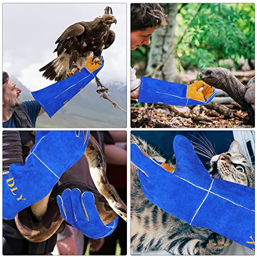 Animal Handling Gloves, Bite Proof Gloves - Cat Gloves Bite Proof Kevlar Reinforced Leather for Dog, Cat Scratch, Falcon, Grabbing, Reptile, Snake (17.7inch/45cm)