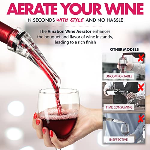 VINABON Wine Aerator Pourer Spout Professional Quality Wine Aerator Attaches to Wine Bottle