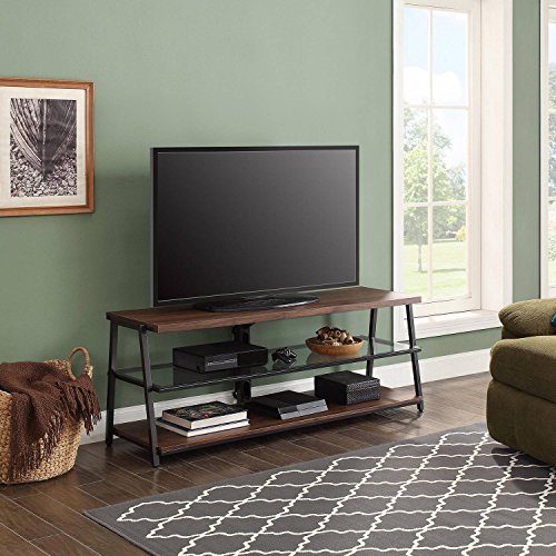 Mainstays 3-in-1 Medium Brown TV Stand for TV's up to 70", Dimensions: 59.75"W x 21"D x 22-55.75"H