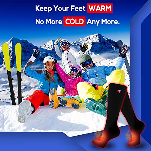 Unisex Electric Heated Socks Rechargeable Battery Powered Heating Socks,Men Women battery Operated Winter Warm Socks Kit,Novelty Sports Outdoor Camping Hiking Climbing Skiing Foot Warmer Black Size M