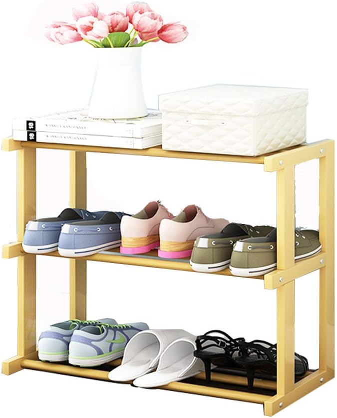 Free Standing Bamboo Shoe Rack3 TierBamboo WoodShoe Shelf Storage