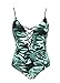Sondiborn Swimwear Women's One Piece Criss Cross Front Swimsuit Solid Color Floral Print Monokini (L, Print in Green)
