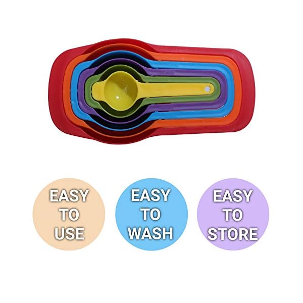 Measuring Cups 6 pcs Set, Measuring Spoons Kitchen Utensils, Gadgets Cup Measurements Set, Plastic Cups Multi Colour