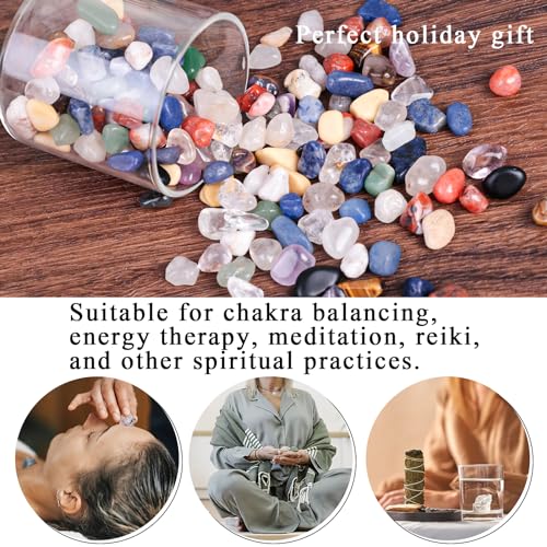 FUTUREPLUSX 1LB Quartz Stones Assorted, Natural Rocks Tumbled Gemstones 0.3-0.4inch Tumbled Chips for Home Decoration Vases Reiki Meditation