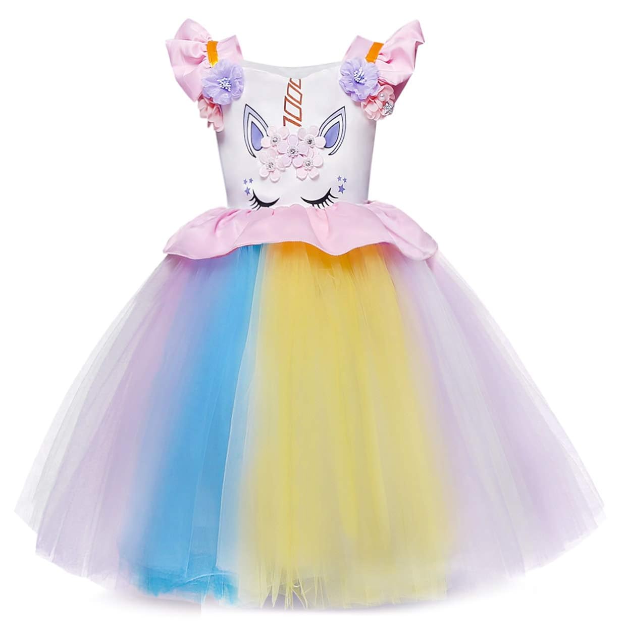 Cotrio Unicorn Dresses Halloween Costumes Outfits Fancy Dresses Toddler Kids Party Flower Girl