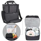 Luxja Breast Pump Bag with 2 Insulated Compartments for Breast Pump and Cooler Bag, Pumping Bag for Working Mothers (Fits Most Major Breast Pump), Black