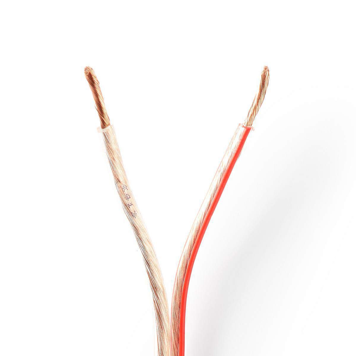 NEDIS 100m Speaker Cable 2 x 2.50 mm² CCA, Wire Roll, Fig8 Round PVC Jacket, Transparent with Polarity | Home Cinema, HiFi & Car Audio