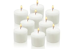 YUSEVOT White Votive Candles, 9 Packs Small Unscented 1.5 Inch Diameter Wax Candles for Christmas Valentine's Day Wedding, Party, Table, Holiday & Home Decoration - 8 Hours Burn Time (1.5" W x 1.25" H)
