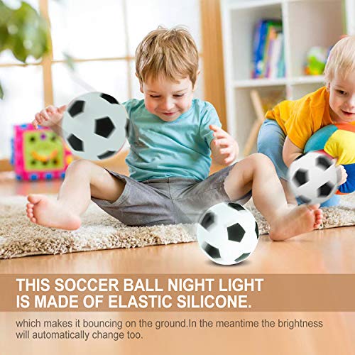 Soccer Toy, Soccer Night Light for Kids, Soccer Gift for Boys, LED Silicone Bedside Lamp for Children/Nursing/Kids Room, Dimmable/USB Rechargeable/Eye Caring/Mini Soccer Toy/13cm/White - Thumbnail 2