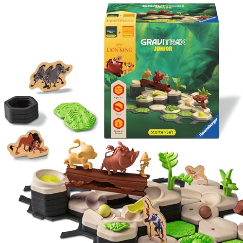 Ravensburger GraviTrax Junior Starter-Set Disney Lion King 73437 - Murmelbahn für Kinder ab 3 Jahren, mit Spielfiguren aus der König der Löwen-Welt