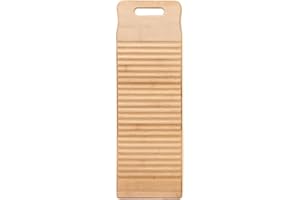 Wood Washboard Thickened Hand Percussion Washing Board for Home Laundry Clothes Practical Wooden Washboard with Round Handle 