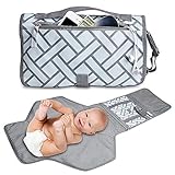 Baby Diaper Changing Pad, Waterproof Portable Diaper Bag Built-in Head Cushion & Pockets, Travel Changing Station for Travel, Home, Stroller Walks or Diaper
