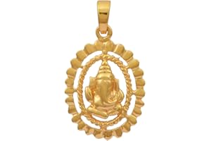 SHINE JEWEL Indian God Shri Ganesha Religious Pendant Made for Yellow Gold Plated 925 Sterling Silver
