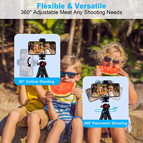 Flexible Tripod - Phone Tripod, Portable & Sturdy Adjustable Tripod w/Wireless Remote, Cell Phone Tripod Easy to Adjust 360° Ball Head, Mini Tripod can Load 6.6lbs, Stands for Phone, Camera, Recorder