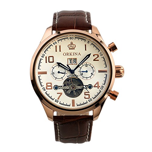 Luxury Gift Rose Golden White Dial Arabic Numberals Automatic Mechanical Watch