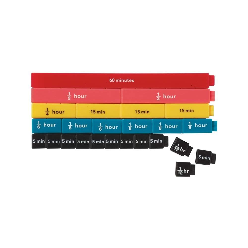 hand2mind Elapsed Time Rods, Telling Time, Math Manipulatives, Clocks for Kids Learning to Tell Time, Classroom Supplies for Teachers Elementary, Analog Clock Learning (Set of 74)