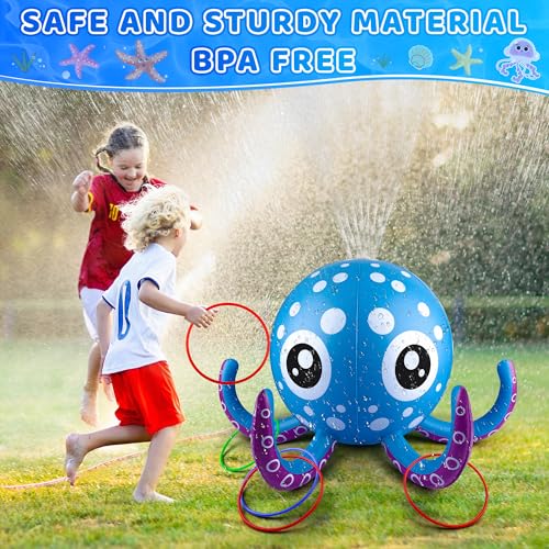 Auney Outdoor Water Play Sprinklers Toys for Toddlers, Large Octopus Water Spray Sprinkler for Kids Boys Girls and Pets, Garden Sprinkler Toys, Summer Toys for 3 4 5 6 7+ Year Old