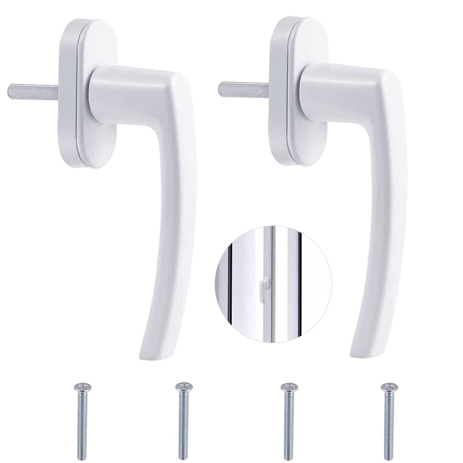 ZHMKYD13 Window Handle Universal White Window Handle Replacement Window Handle Aluminium Mit Screws Window Handle for Upvc Windows Double Glazing Right Left Handed Windows 2pcs