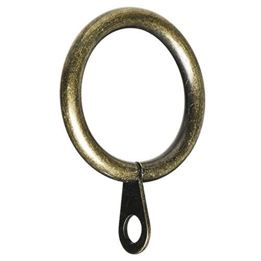 Merriway BH05946 (8 Pcs) Metal Curtain Drapery Pole Rod Rings with Fixed Eye, Inner Dia.45mm (1.3/4 inch) Outer Diameter 50mm (2 inch) Antique Brassed - Pack of 8 Pieces