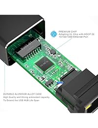 TeckNet   3-Port Hub USB 3.0 de aluminio con adaptador RJ45 10 100 1000 Gigabit Ethernet Convertidor LAN Cable Adaptador de red USB para Ultrabooks, ordenadores portátiles, tabletas y Más