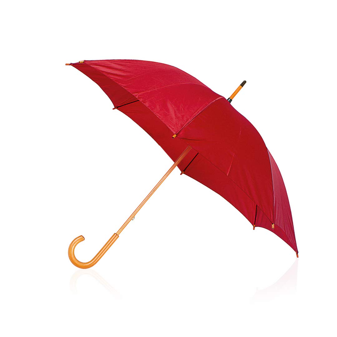eBuyGB Wooden Crook Handle Large Umbrella Classic Manual Opening Rainproof for Men and Women Umbrella Windproof Strong - Red 41.5 Inch / 105cm Span 90cm Length