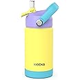 Kiocko Kids Insulated Water Bottle with Straw,12oz Toddler Cups with Stainless Steel Leak Proof for School Boys Girls（Yellow-Mix）