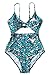 CUPSHE Women’s Lush Leaves Print Back Hook Closure Cut Out at Length One-Piece Swimsuit Beach Swimwear Bathing Suit (M) Green
