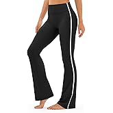 Flare Workout Leggings for Women with Contrast Side Stripes - High Waisted Seamless Track Pants Pants for Yoga Gym Pilates