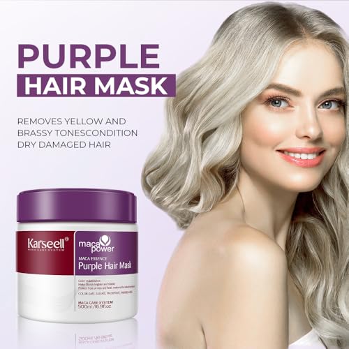 Karseell Purple Hair Mask Deep Conditioner Treatment - Toner for Blonde Platinum Silver Gray or Ash Colored Dry and Damaged Brassy Hair