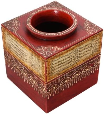 Calligraphy Design Hand Painted Decorative Wooden Vase, Indian Home Decor