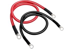 SLGAHGS Battery Cables 8 Gauge Power Inverter Wire Set 8awg, 2FT Pure Copper Cable with 3/8" Lugs Terminals (1 Black & 1 Red) for Car Marine Solar ATV Lawn Mower RV Motorcycle (8awg, 2FT)