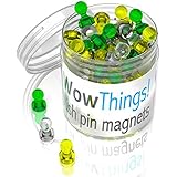 24 Push Pin Magnets, Neodymium Mini Fridge Magnets Strong, Magnetic Push Pins Heavy Duty Magnets, Colorful Push Pins Decorative Magnets, Perfect Map Magnets for Classroom Whiteboard, Teacher Magnets