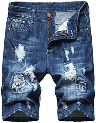 Men's Casual Comfort Distressed Male Short Jeans Rolled Broken