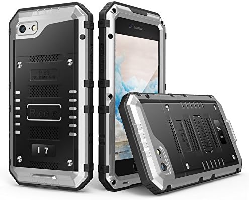 iPhone 7 Case, [Waterproof] Ricele Premium Hybrid Protective Bumper Cushion With Built-in Screen Protector Dirt/Dust Proof Snowproof Shockproof Case for iPhone 7 (2016) (Silver)