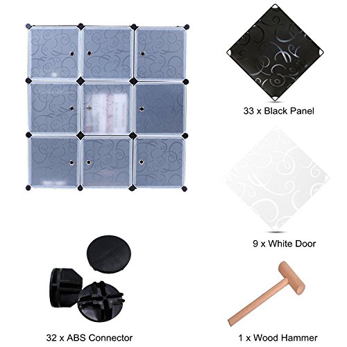 9-Cube Storage DIY Cube Organizer Cabinet 3-Tier Bookcase Storage Cube Organizer Closet with Door - Thumbnail 5