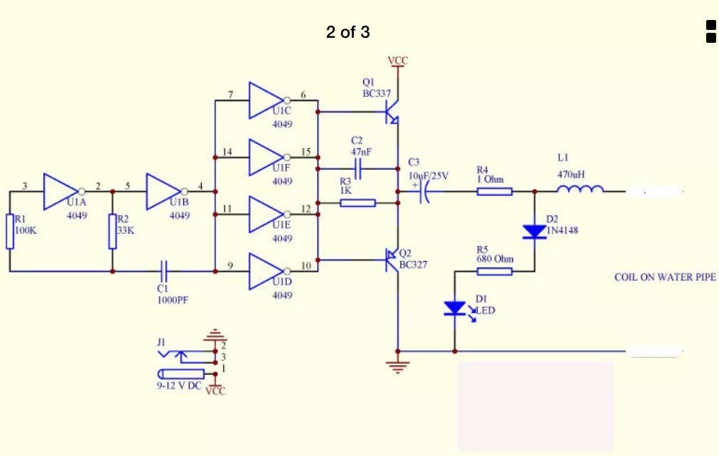 Electronic Water Descaler Circuit Diagram