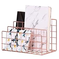 Simmer Stone Desktop Letter Sorter, Organizer for Mails Books Files Brochures Postcards Makeups and More, 3 Slot, Rose Gold