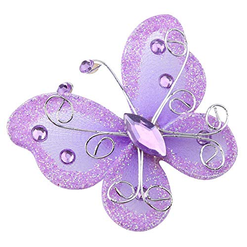 24pcs Christmas Butterfly Ornaments Mesh Wire Glitter Butterfly Wedding Party Clothing Wall Tree Decoration DIY Supplies(Purple)