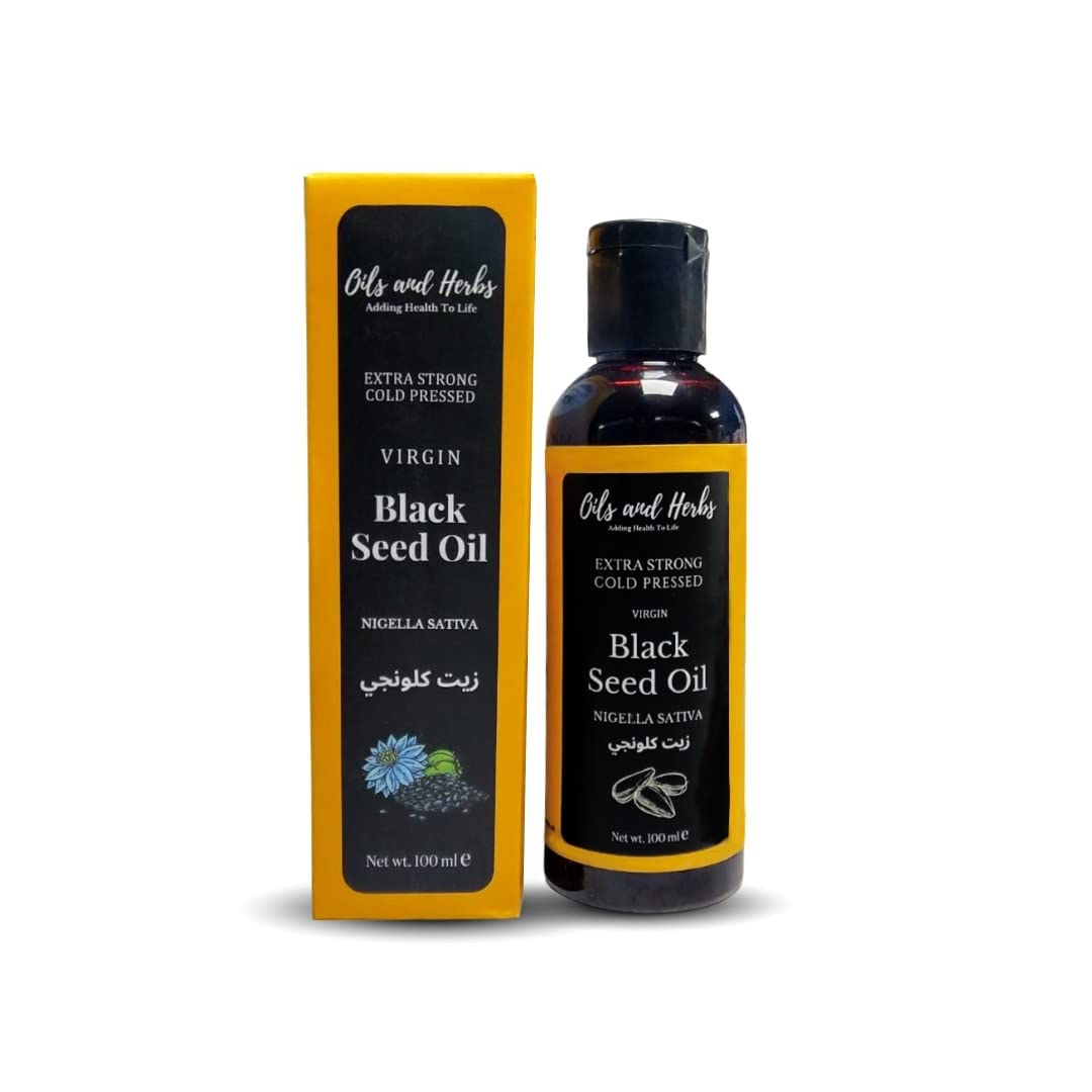 Extra Strong Black Seed Oil 100% Pure and Cold Pressed by Oils and Herbs UK Extracted from Organic Nigella Sativa Seeds Good for Boosting immunity, Skincare and Hair with Easy Dropper Cap 100ML