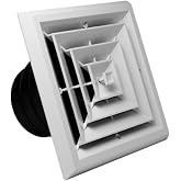 RectorSeal TRUaire Grille/Damper 81914 Plastic Ceiling Diffuser with Incorporated Ceiling Box, Easy Installation, HVAC, 8X8 4 Way Grille/Damper