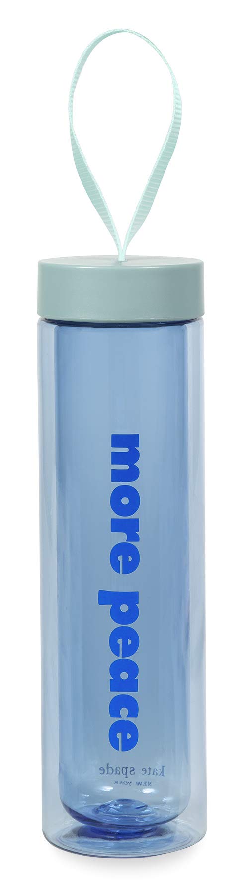 Kate Spade New York 16 Ounce BPA Free Blue Plastic Water Bottle with Travel Wristlet Strap (More Peace)