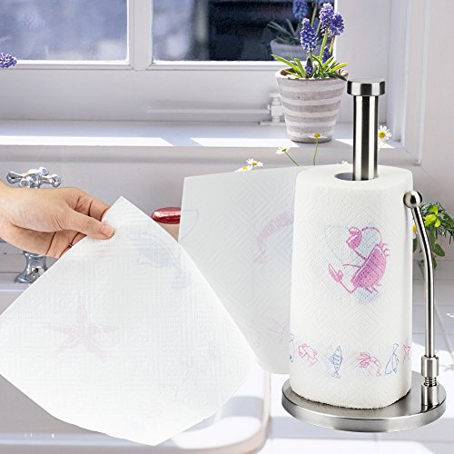 KKPOT Kitchen Standing Paper Towels Holder,Stainless Steel Countertop Rack for Tissue and Napkin in Roll - Thumbnail 5