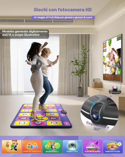 Acelufly Interactive Flannel Dance Mat for TV with Camera, Non-Slip for Children Adults, Plug And Play for Girls Boys (Purple)