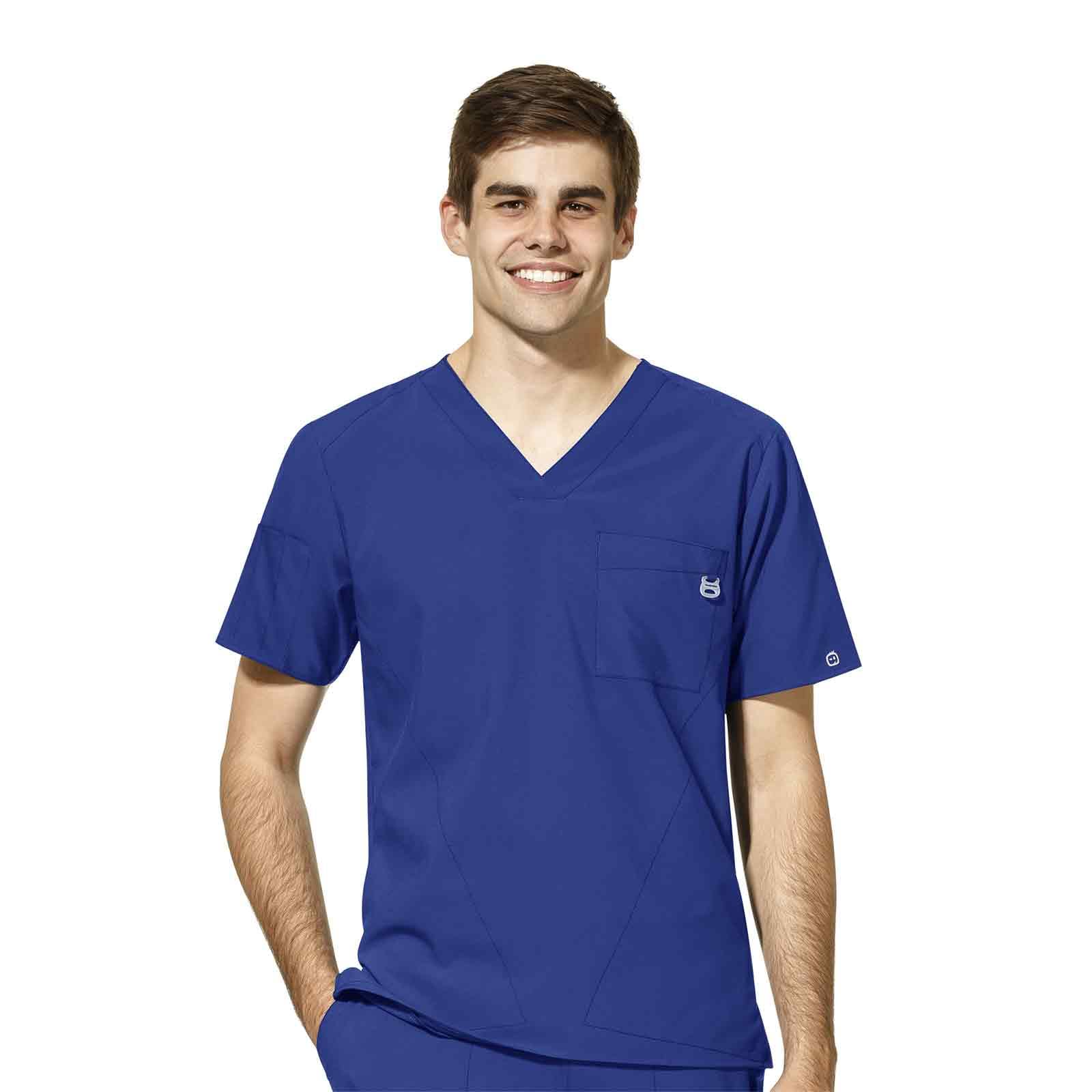 WonderWink Men’s Big Men’s V-Neck Top Shirt, Galaxy Blue, 4-XLarge