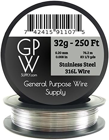 GPW Supply Stainless Steel 316L 32g 250 ft Electronic Resistance/Craft Wire